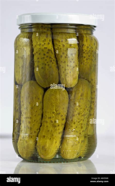 Jar Of Pickled Gherkins Stock Photo Alamy