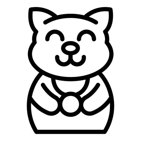 Lucky Cat Icon Outline Style Vector Art At Vecteezy