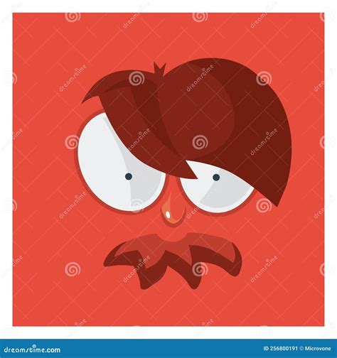 Angry Face. Cartoon Square Sticker with Funny Expression Stock Vector