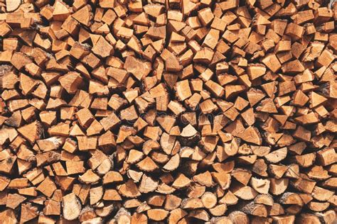 Oak Chopped Firewood Stacked To Form A Texture Stock Image Image Of