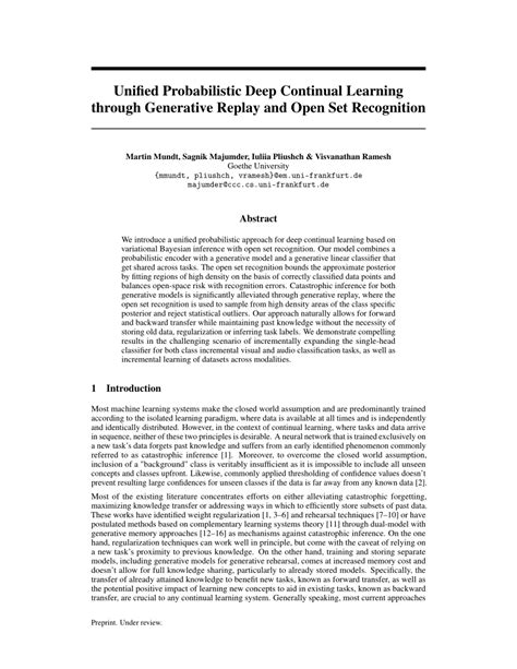 PDF Unified Probabilistic Deep Continual Learning Through Generative