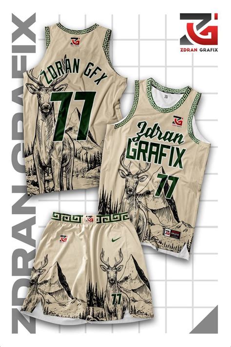 two basketball uniforms with the number 17 on them and an image of a deer in the background