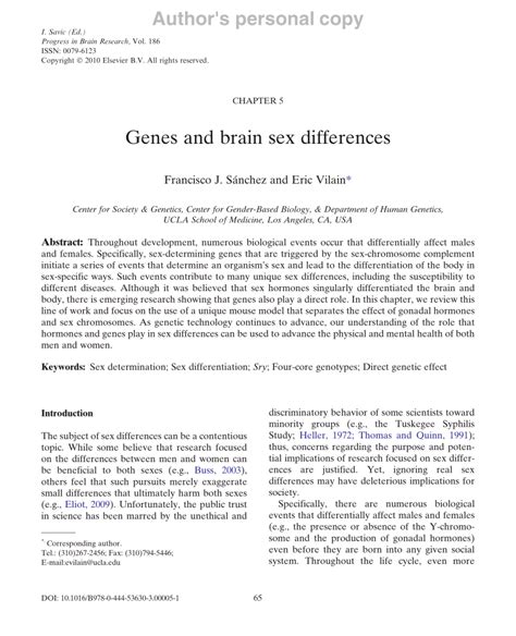 Pdf The Genetics Of Sex Differences In Brain And Behavior