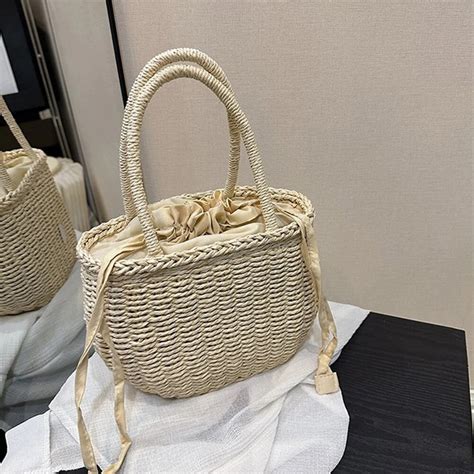 Half Round Rattan Bag Woven Straw Bags Crossbody Bag Summer Beach Women