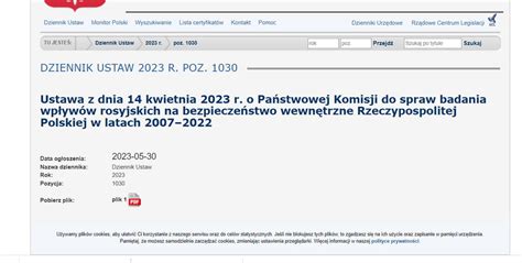 Lex Tusk Ustawa już opublikowana w Dzienniku Ustaw Machina ruszy w środę