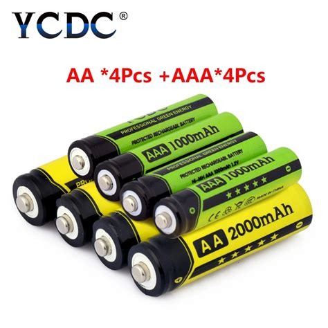 YCDC Original 4 Pcs Box 1 2V 2000mAh NI MH AA Rechargeable Battery