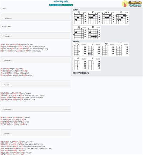 Chord All Of My Life Tab Song Lyric Sheet Guitar Ukulele Chords Vip