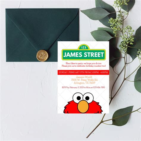 Personalized Elmo Birthday Invitation Sesame Street Birthday Invitation ...