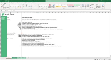 Product Customer Wise Analysis Excel Template Simple Sheets