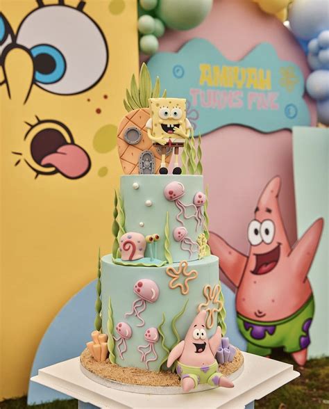 SpongeBob Themed Birthday Cake