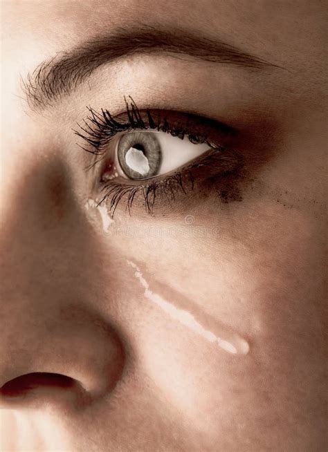 Close Up of Beauty Girl Cry on Black Background Woman with Tear on Face ...