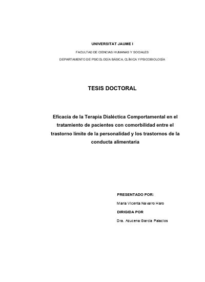 Eficacia De La Terapia Dial Ctica Comportamental En El Tratamiento De