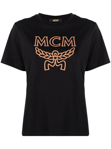 Mcm Logo Graphic T Shirt In Black Modesens