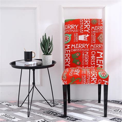 Christmas Print Removable Chair Cover Stretch Banquet Seat Case