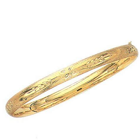 Ritastephens Childrens 14k Yellow Gold Hinged Floral Baby Bangle