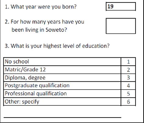 2 Socio Demographic Questions Download Scientific Diagram