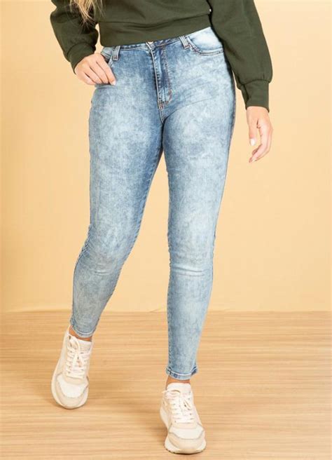 Cal A Jeans Skinny Estonada Azul Cativa