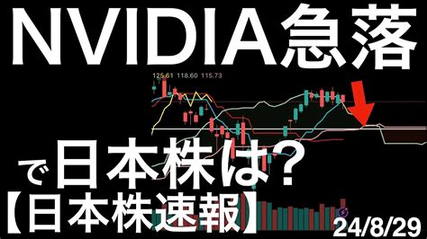 【日本株速報】24 8 29 Nvidia決算時間外に5 強急落で迎えた日本市場の動き！ Youtube