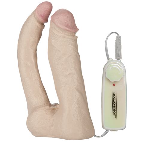 Doc Johnson Vac U Lock Double Penetrator Vibrating Dildo White