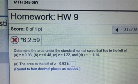 Solved MTH 245 05Y Homework HW 9 Sti Score 0 Of 1 Pt 31 Of Chegg