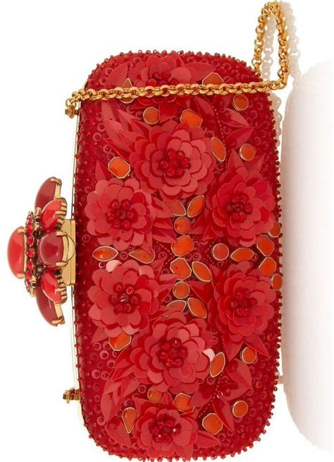 Oscar De La Renta Embellished Silk Satin Box Clutch My Style Bags