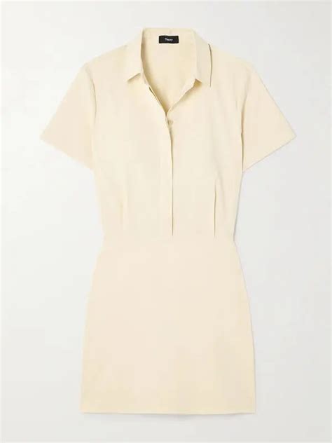 Buy Theory Linen Blend Mini Shirt Dress Cream At 29 Off Editorialist