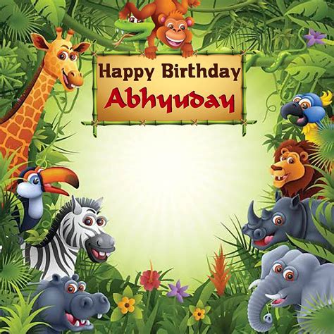 Buy Zig Zag Personalized Jungle Animals Theme Birthday Party Banner