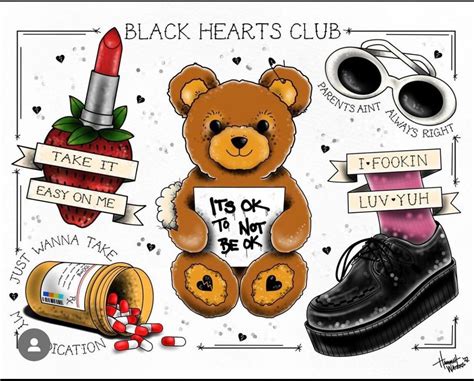 Yungblud Black Hearts Club Tattoo Style Art Print 8x10 Etsy Tattoo