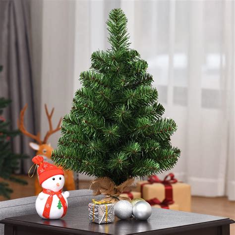 COSTWAY Mini árbol de Navidad de mesa de 2 pies pequeño árbol de