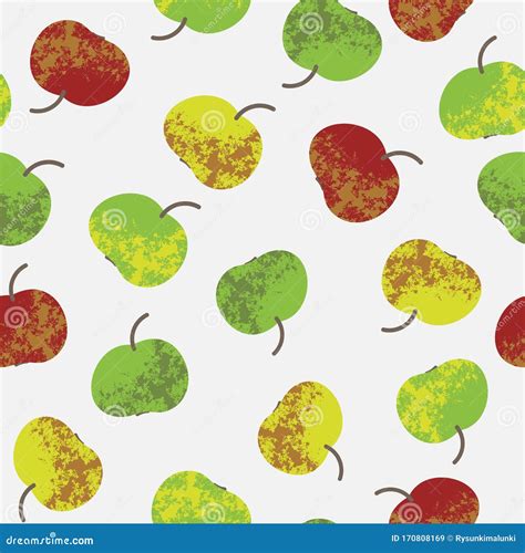 Green Yellow And Red Apples On A Light Background Seamless Vector Pattern Stock Vector