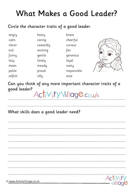 What Makes A Good Leader Worksheet