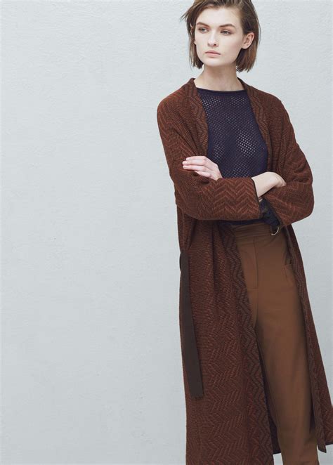 Lyst Mango Belt Cardigan In Brown