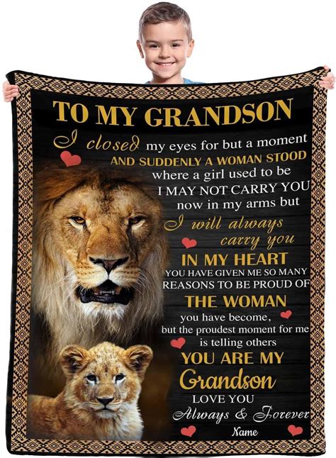 Amazon Personalized Grandson Gifts From Grandma Grandpa Blanket