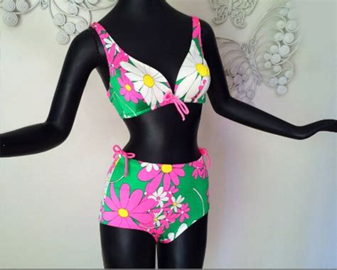 MOD Vintage 60s DeWeese Designs Bikini Swimsuit Adj Gem