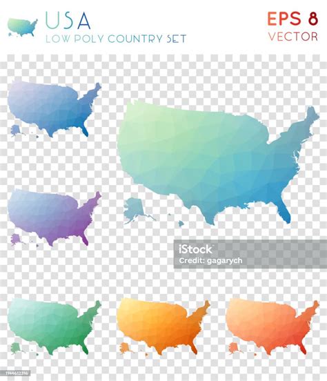 미국 기하학적 다각형 지도 모자이크 스타일의 국가 컬렉션입니다 0명에 대한 스톡 벡터 아트 및 기타 이미지 0명 개체 그룹
