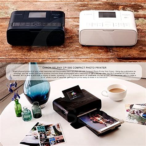 Canon Selphy Cp1300 Compact Photo Printer Black With Wifi W Canon Color Ink And Paper Set