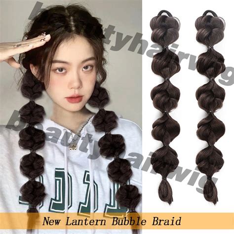 Ponytail Wig Female New Lantern Bubble Braid Cute Twist Braid Ponytail