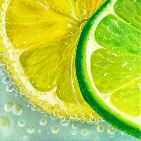 Lemon Lime Cocktail 2018 Oil Painting By Yulia Berseneva Lemon Painting Fruit Wall Art