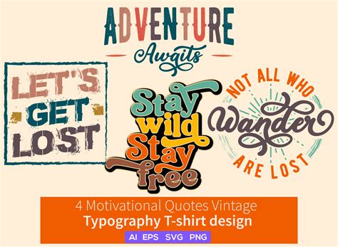 Vintage Typography T Shirts Motivational Quotes Adventure Retro