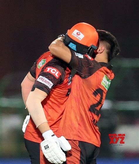 Jaipur : Sunrisers Hyderabad's Abdul Samad and Umran Malik celebrate ...