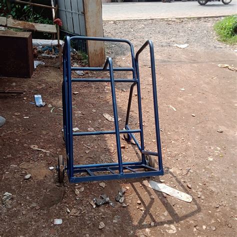 Blue Mild Steel Double Cylinder Trolley For Industrial At In Howrah