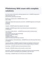 Phlebotomy Nha Exam With Complete Solutions Docx Phlebotomy Nha Exam