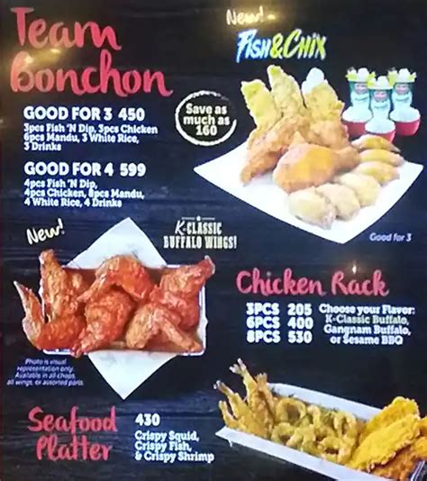 Bonchon Chicken Menu Menu For Bonchon Chicken Tomas Morato Quezon