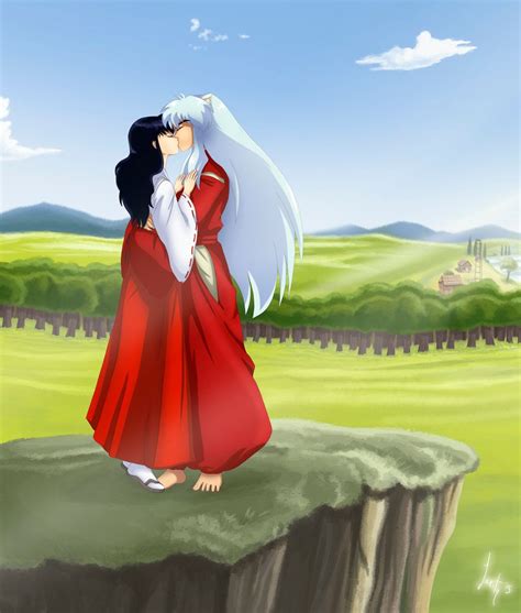 Inuyasha And Kagomes Romantic Kiss Moment In The Feudal Era Of Japan