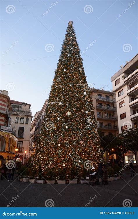 CHRISTMAS TREE LIGHTS, SALERNO, SOUTH ITALY Editorial Stock Photo ...