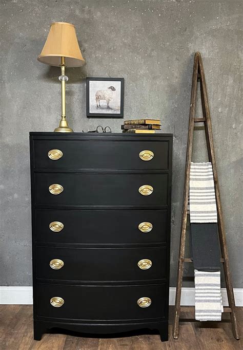 Vintage Dresser Black Dresser Coastal Farmhouse Modern Etsy