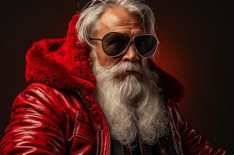 Premium Ai Image Brutal Santa Claus A Man With Gray Hair And Beard