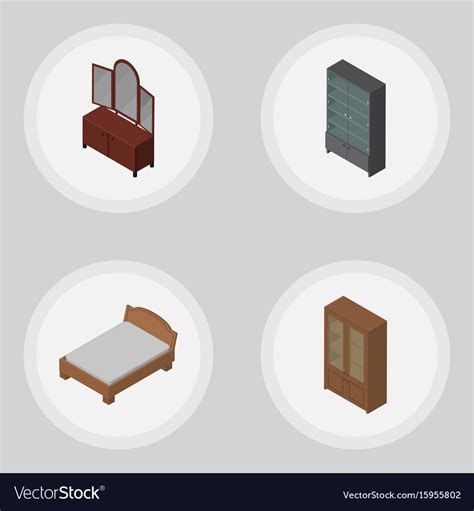 Isometric Furniture Set Of Sideboard Drawer Vector Image