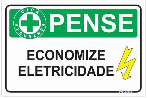 Placa Cipa Pense Economize Eletricidade Shock Visual E Commerce