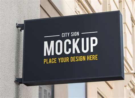 Rectangle Wall Mounted Signage Mockup Free Psd Templates